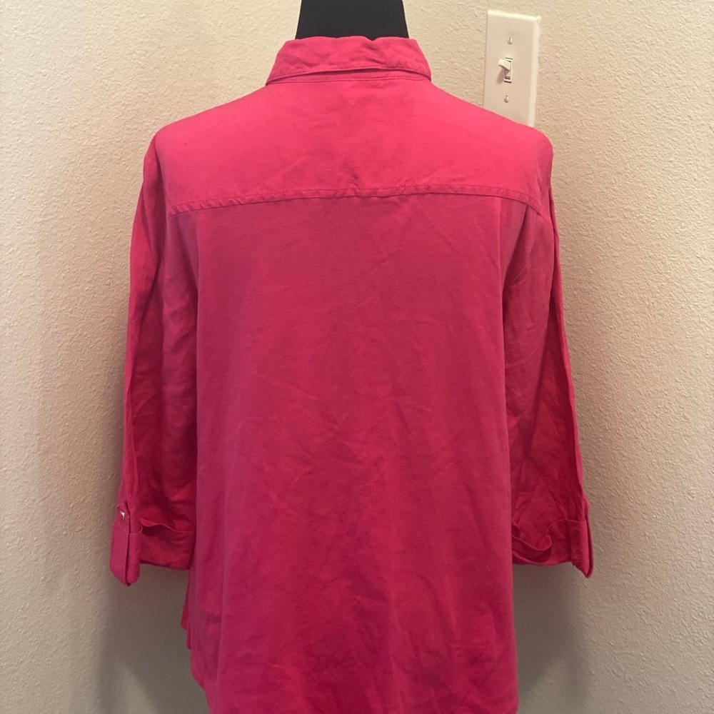 JM Collection Linen Button Top Shirt Blouse Tunic M - Picture 4 of 6